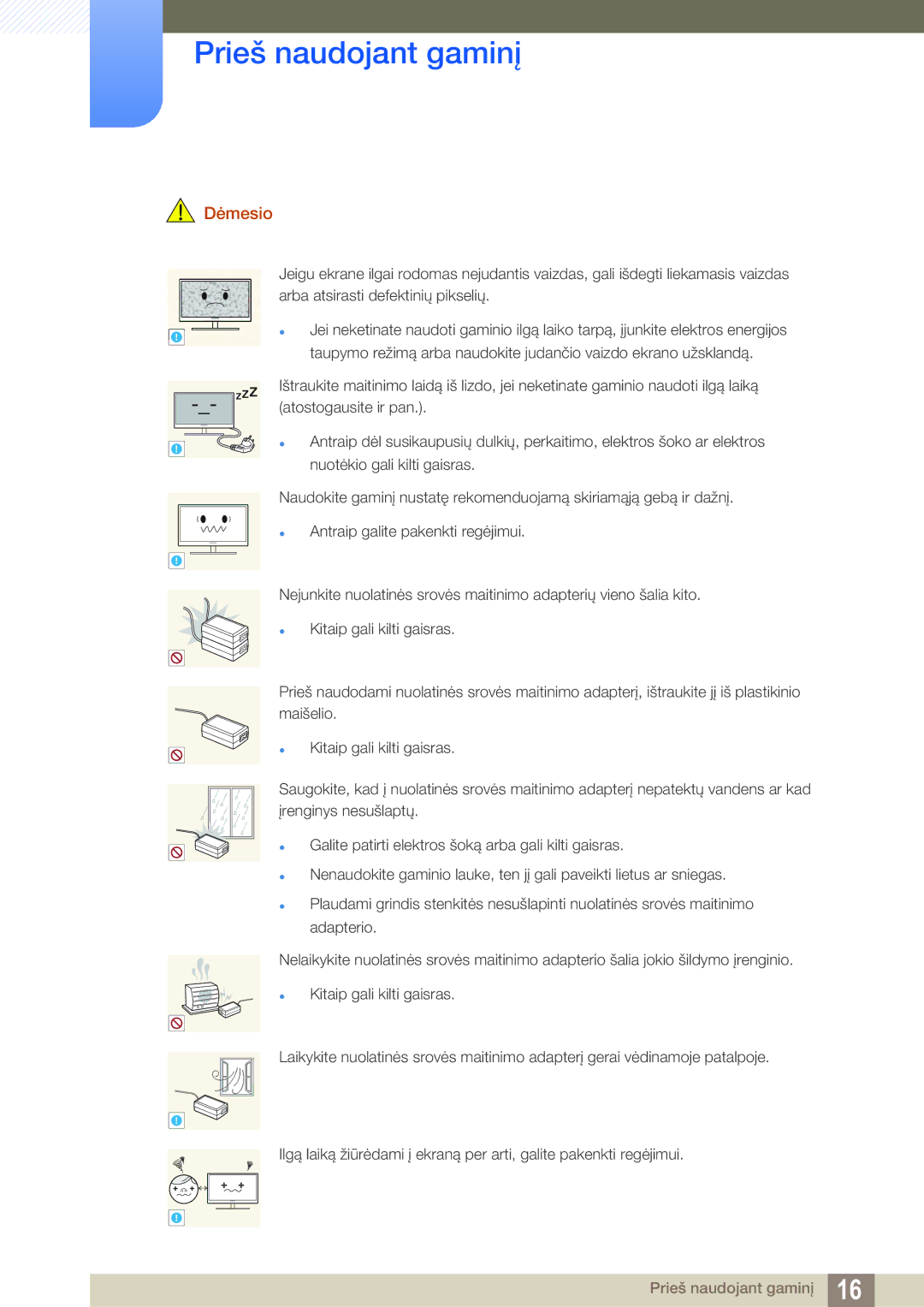 Samsung LS24D391HL/EN manual Dėmesio 