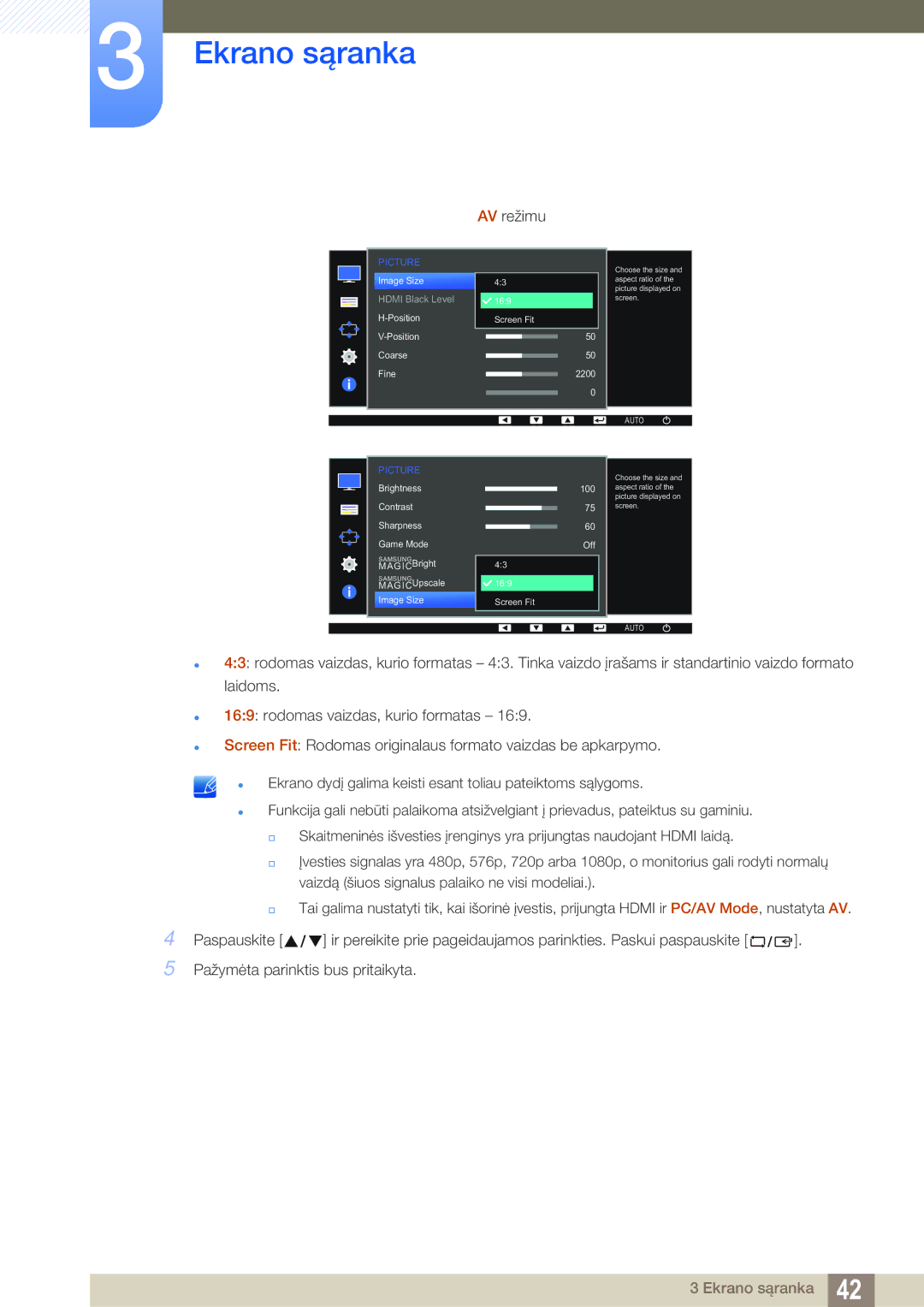 Samsung LS24D391HL/EN manual AV režimu 