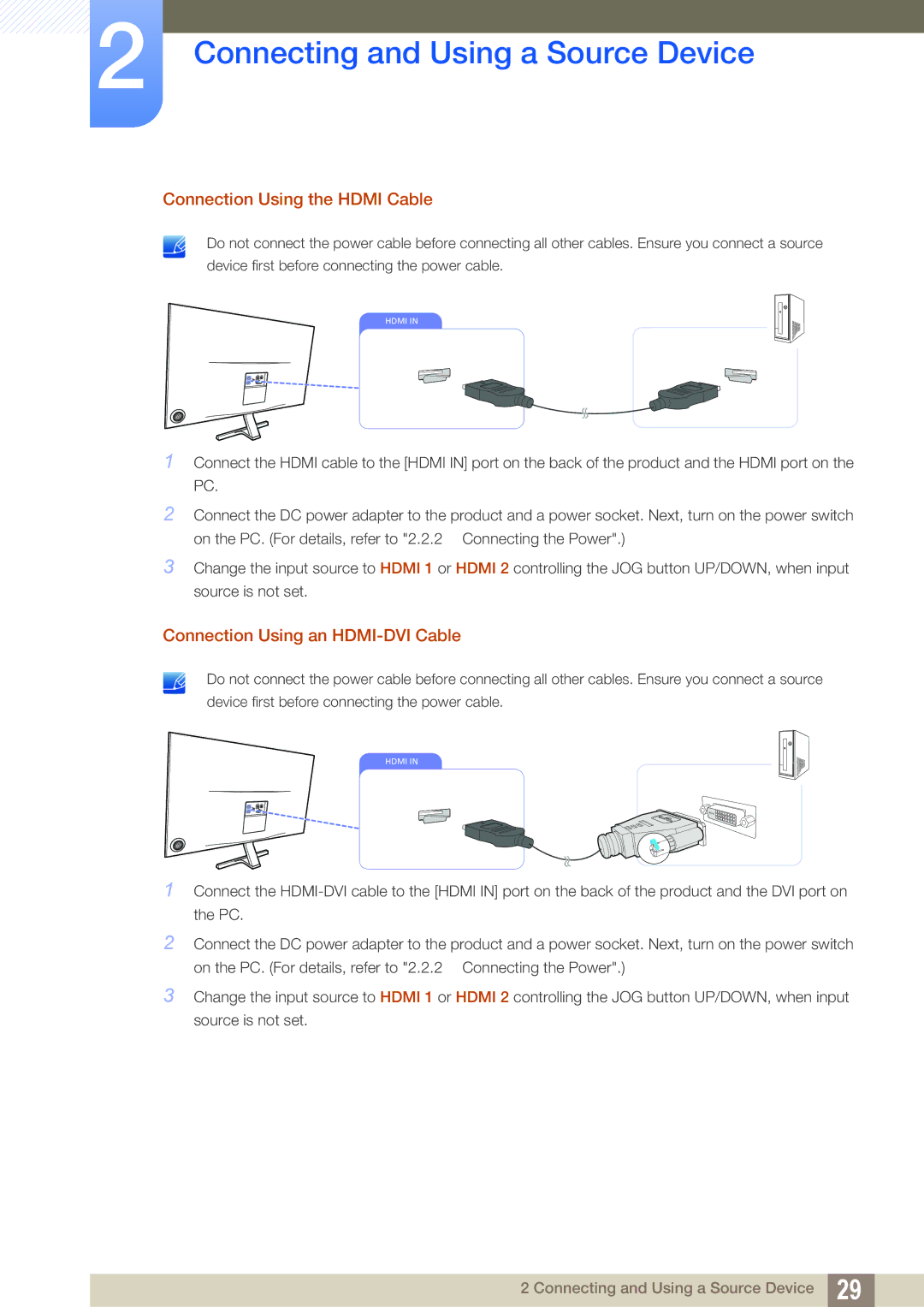 Samsung LS27D590PS/UE, LS24D590PLX/EN, LS27D590PSX/EN Connection Using the Hdmi Cable, Connection Using an HDMI-DVI Cable 