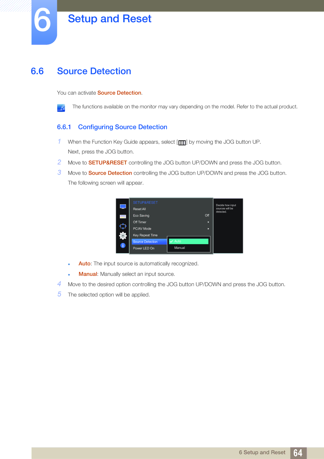 Samsung LS27D590CS/CH, LS24D590PLX/EN, LS27D590PSX/EN, LS24D590PL/ZR, LS27D590PS/UE manual Configuring Source Detection 