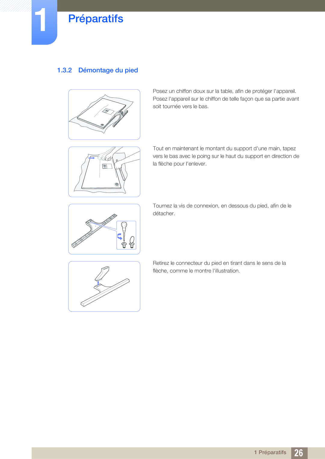 Samsung LS24D590PLX/EN, LS27D590PSX/EN manual 2 Démontage du pied 