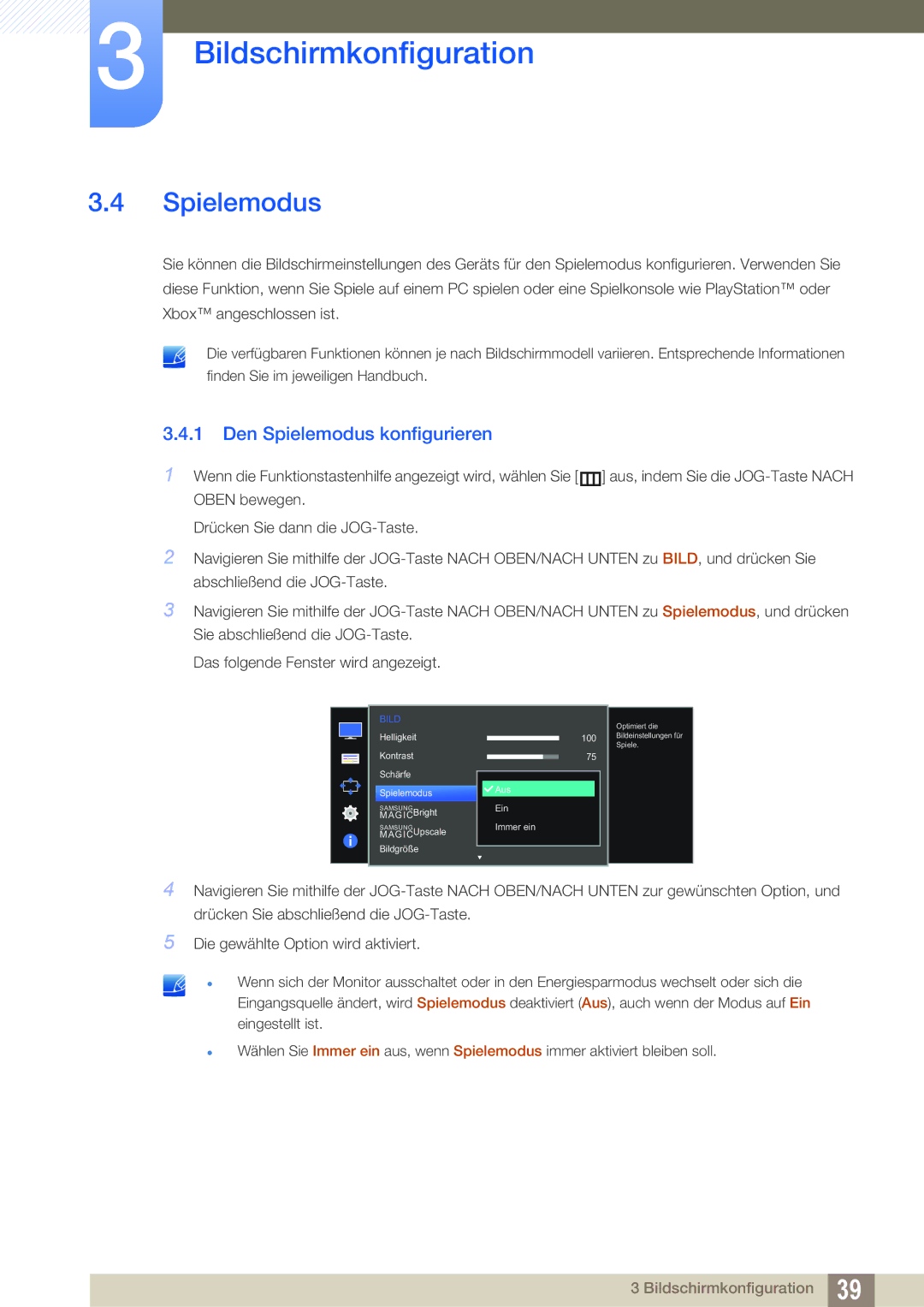 Samsung LS27D590PSX/EN, LS24D590PLX/EN manual Den Spielemodus konfigurieren 