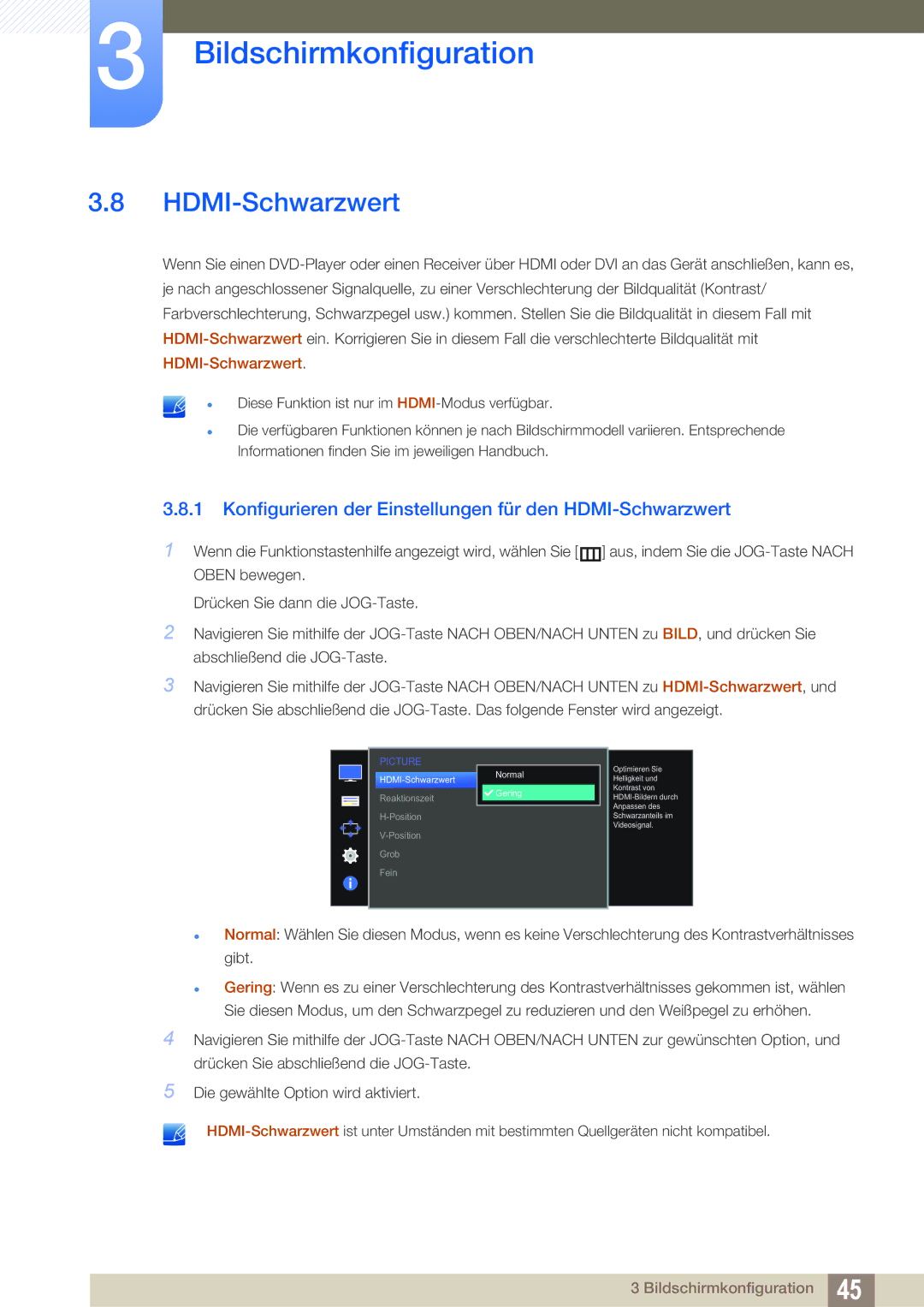 Samsung LS27D590PSX/EN, LS24D590PLX/EN manual Konfigurieren der Einstellungen für den HDMI-Schwarzwert 