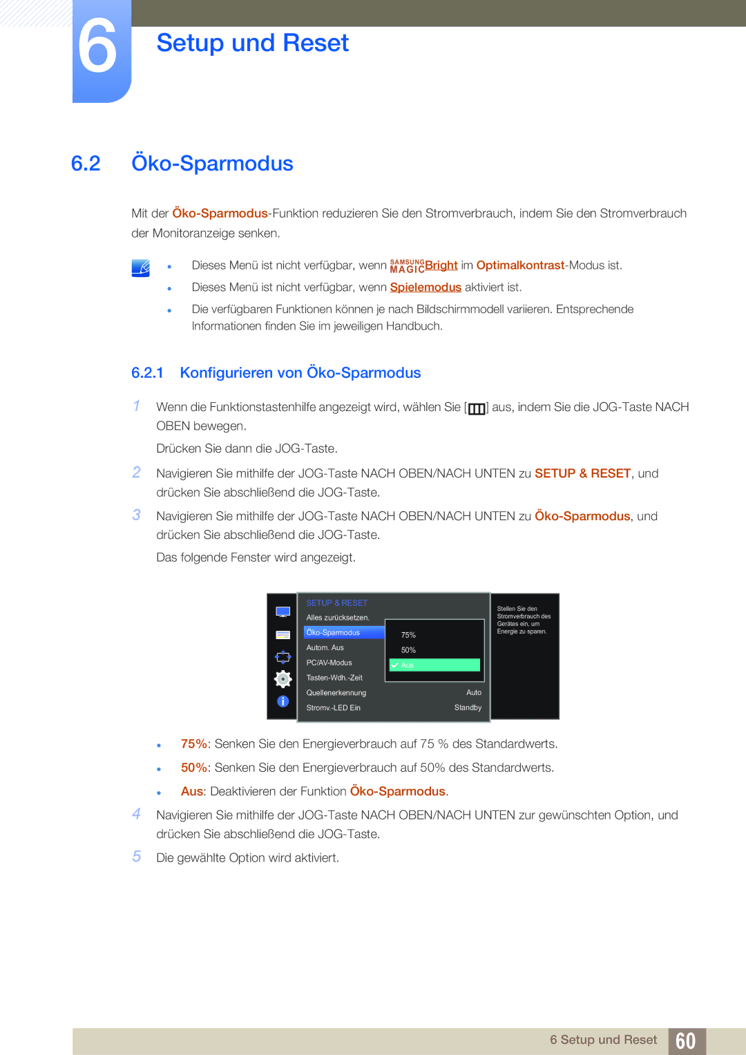 Samsung LS24D590PLX/EN, LS27D590PSX/EN manual Konfigurieren von Öko-Sparmodus 