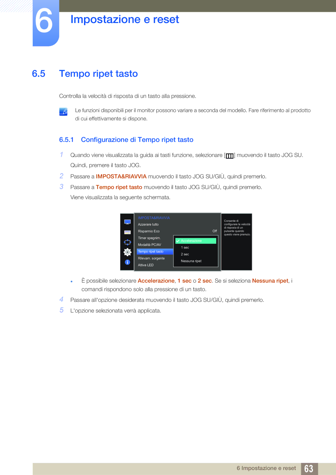 Samsung LS27D590PSX/EN, LS24D590PLX/EN manual Configurazione di Tempo ripet tasto 