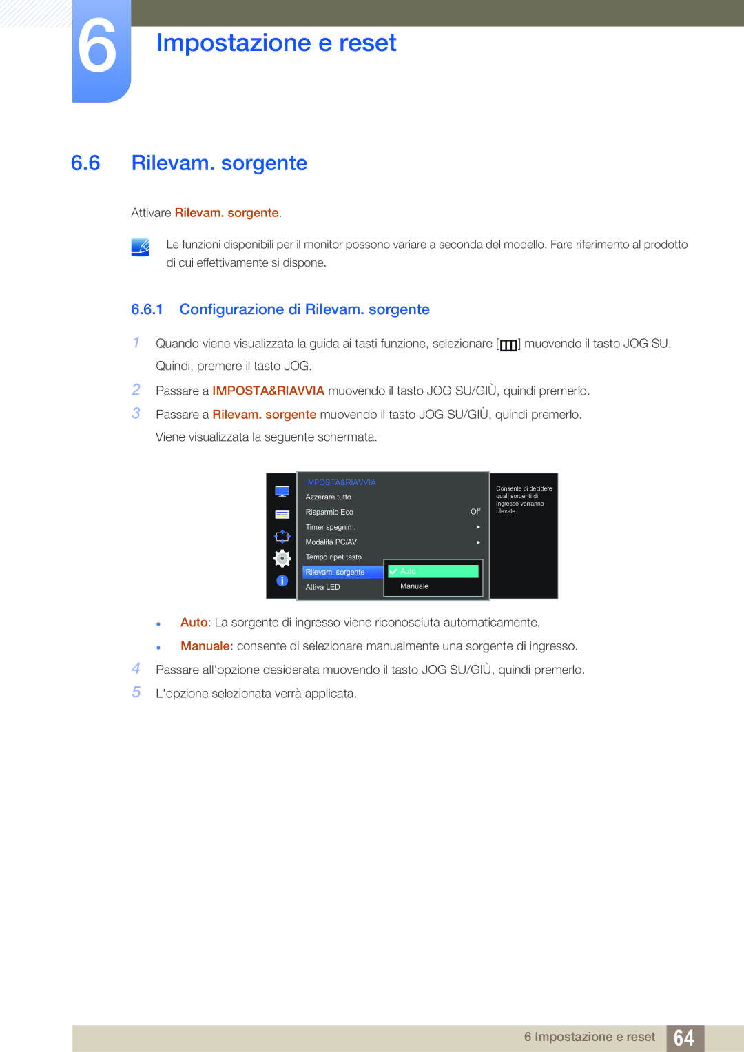 Samsung LS24D590PLX/EN, LS27D590PSX/EN manual Configurazione di Rilevam. sorgente 