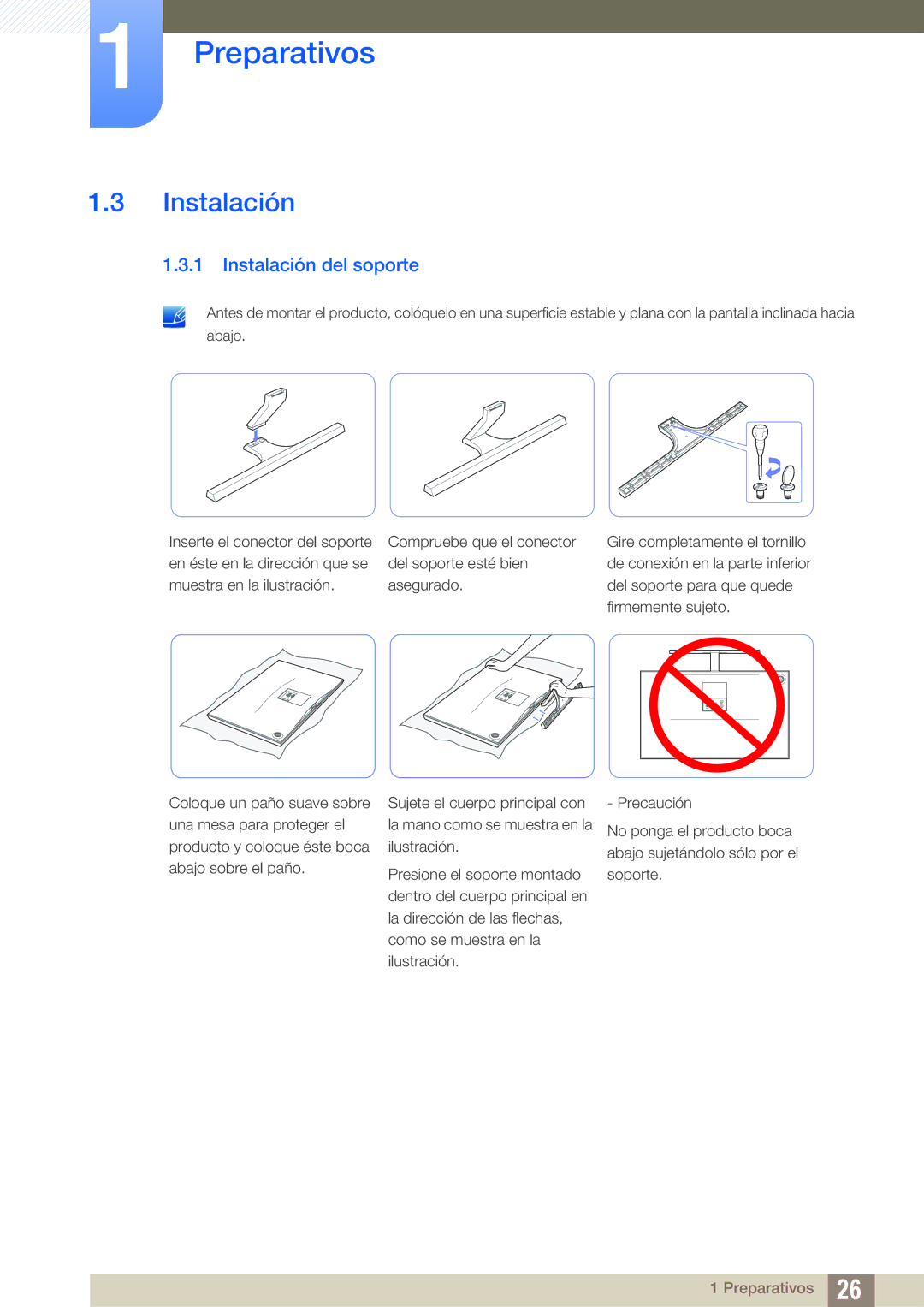 Samsung LS24D590PLX/EN, LS27D590PSX/EN manual Instalación del soporte 