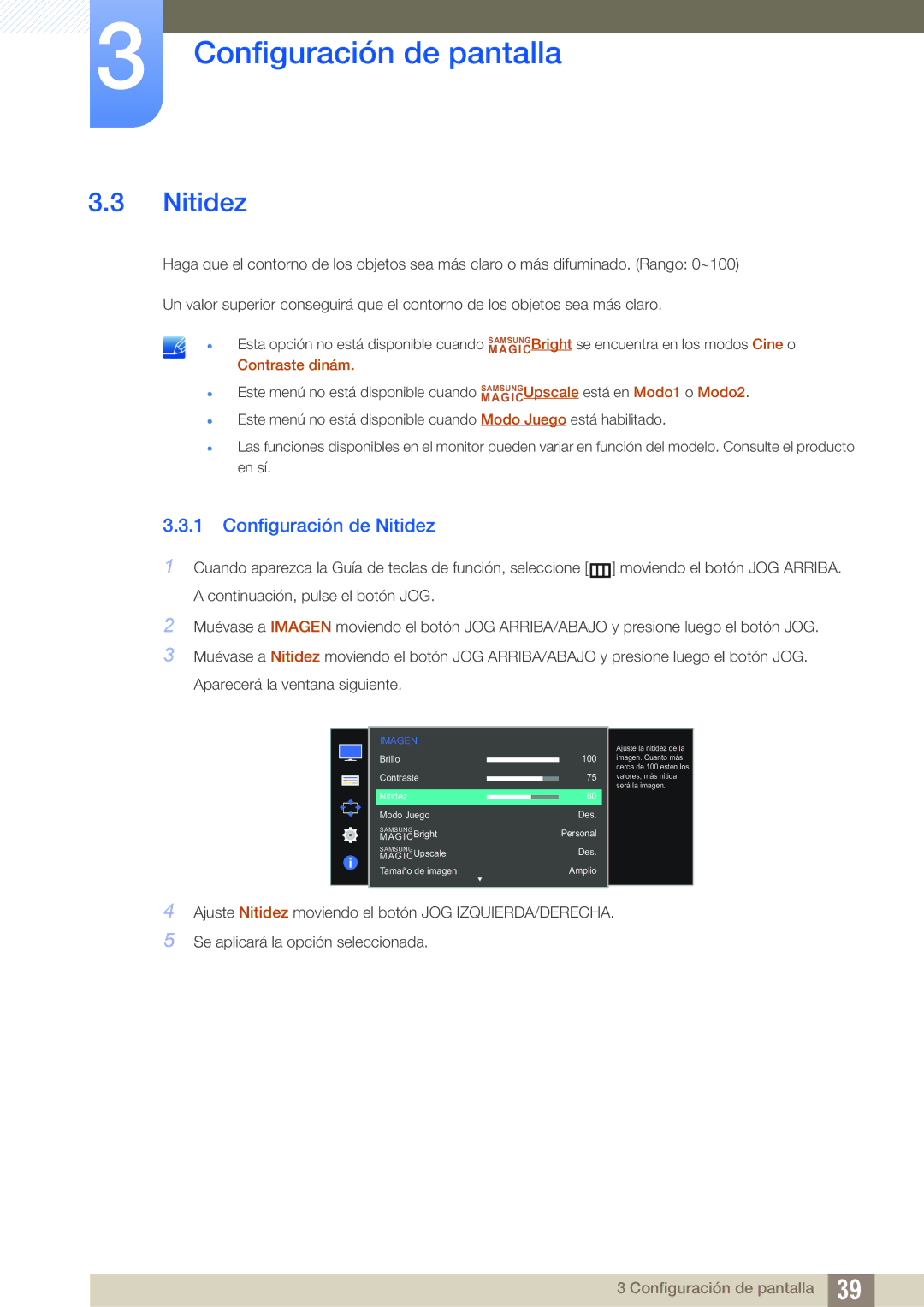 Samsung LS27D590PSX/EN, LS24D590PLX/EN manual Configuración de Nitidez 