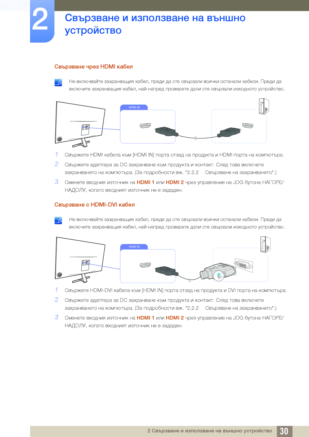 Samsung LS24D590PLX/EN, LS27D590PSX/EN manual Свързване чрез Hdmi кабел, Свързване с HDMI-DVI кабел 