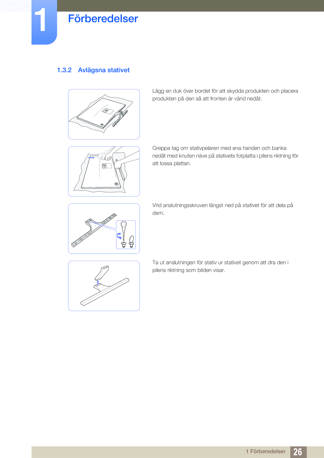 Samsung LS24D590PLX/EN, LS27D590PSX/EN manual 2 Avlägsna stativet 