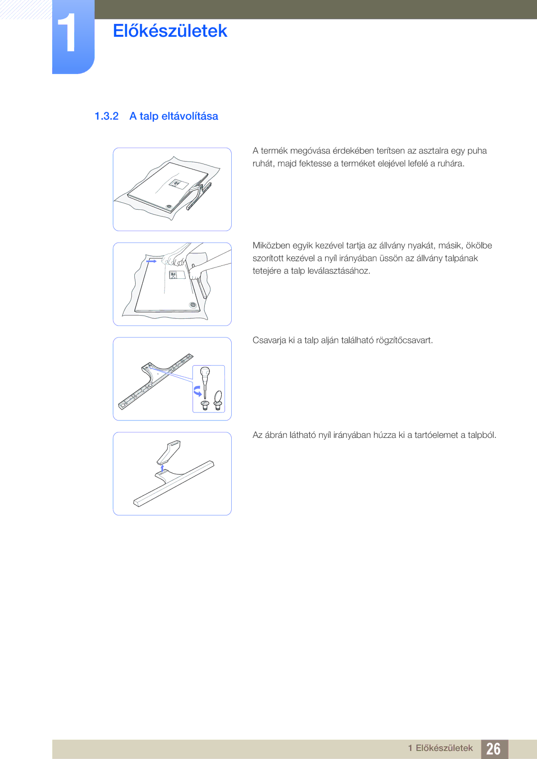 Samsung LS24D590PLX/EN, LS27D590PSX/EN manual Talp eltávolítása 