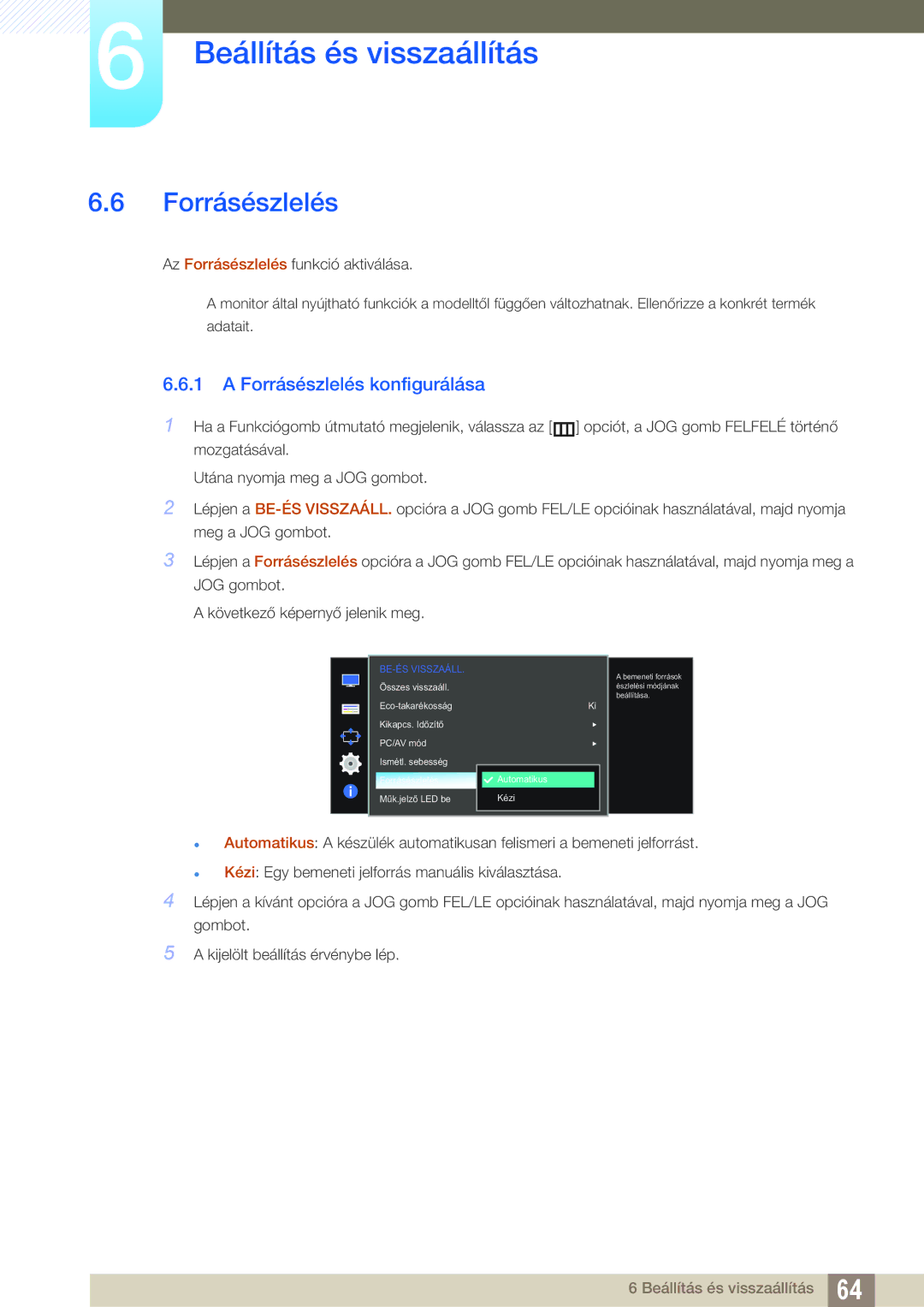 Samsung LS24D590PLX/EN, LS27D590PSX/EN manual Forrásészlelés konfigurálása 