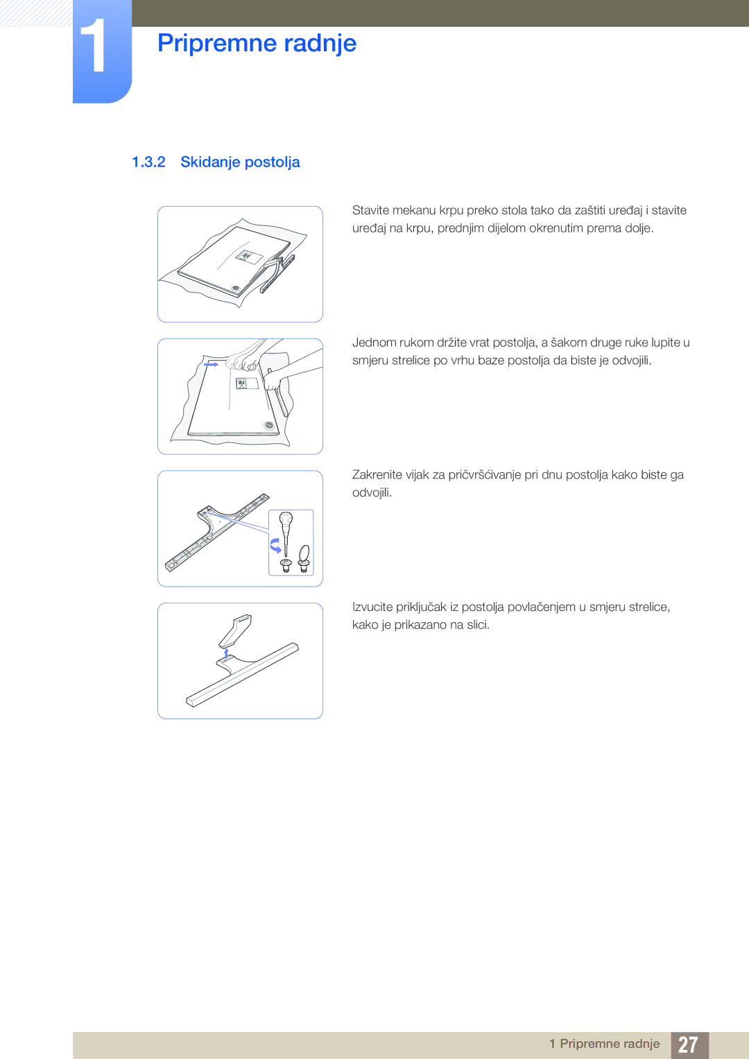 Samsung LS27D590PSX/EN, LS24D590PLX/EN manual Skidanje postolja 