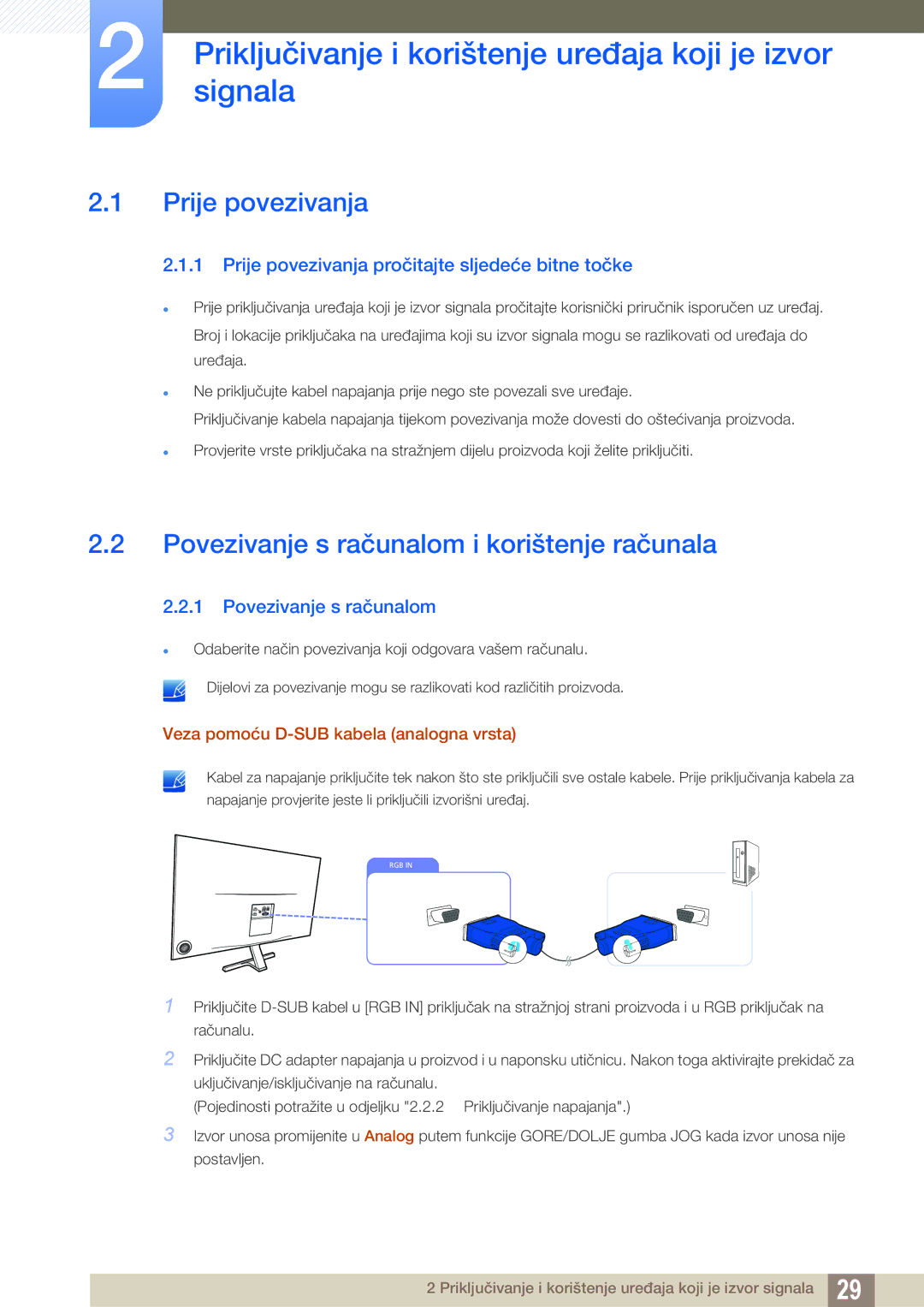 Samsung LS27D590PSX/EN, LS24D590PLX/EN manual Priključivanjesignala i korištenje uređaja koji je izvor, Prije povezivanja 