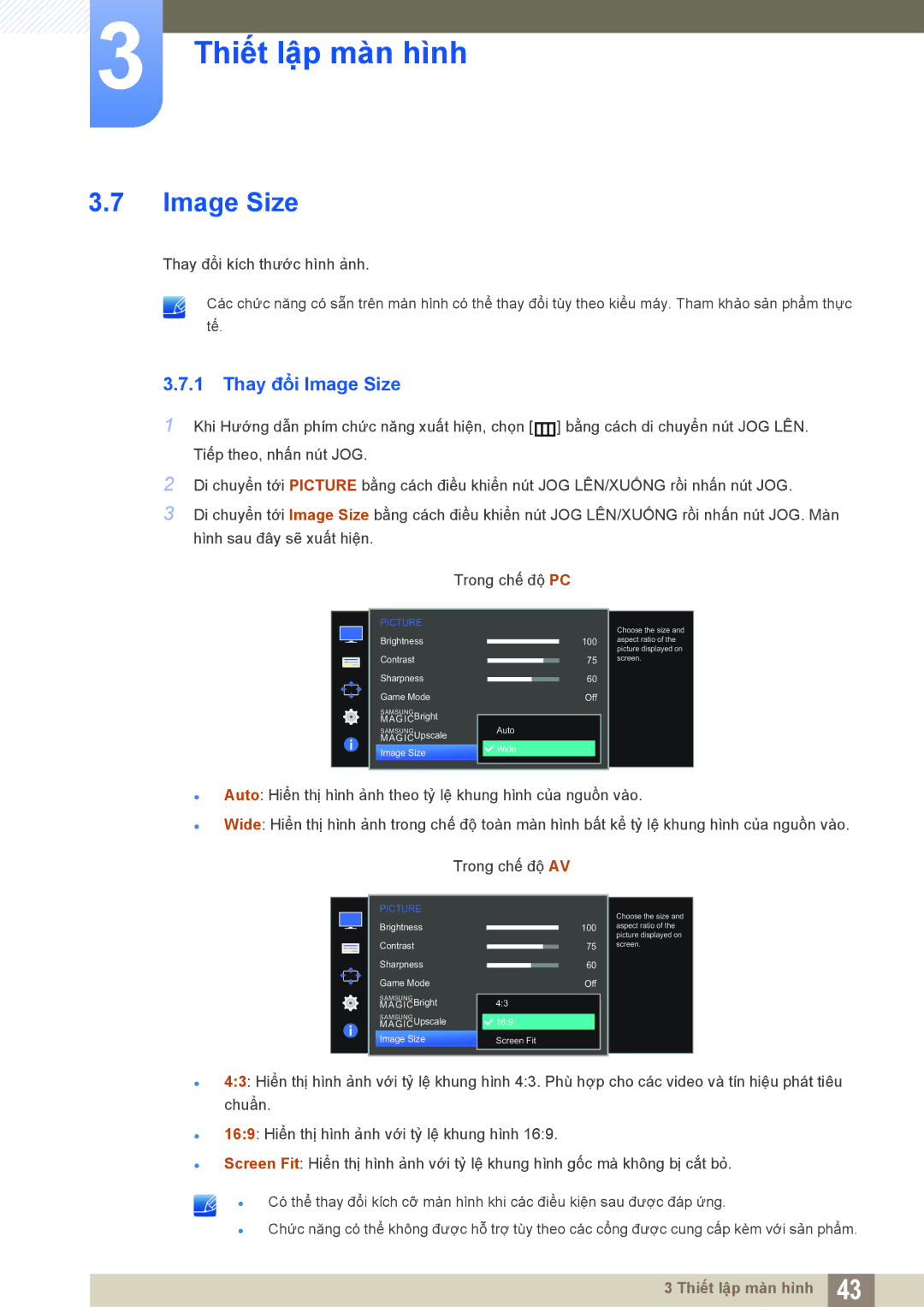 Samsung LS27D590PS/XV, LS24D590PL/XV manual Thay đổi Image Size 