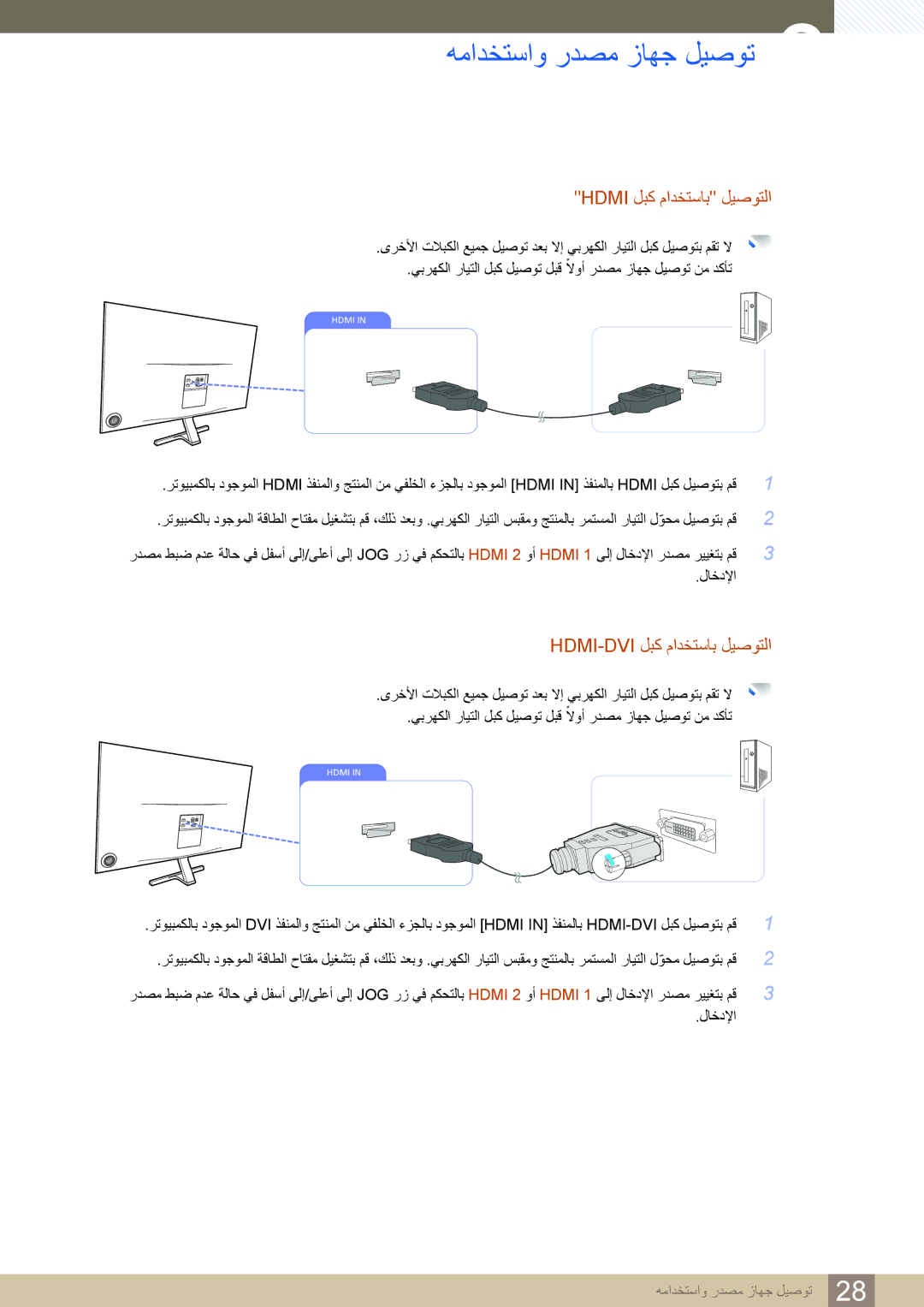 Samsung LS24D590PL/ZR, LS27D590PS/UE manual همادختساو ردصم زاهج ليصوت, Hdmi لبك مادختساب ليصوتلا 