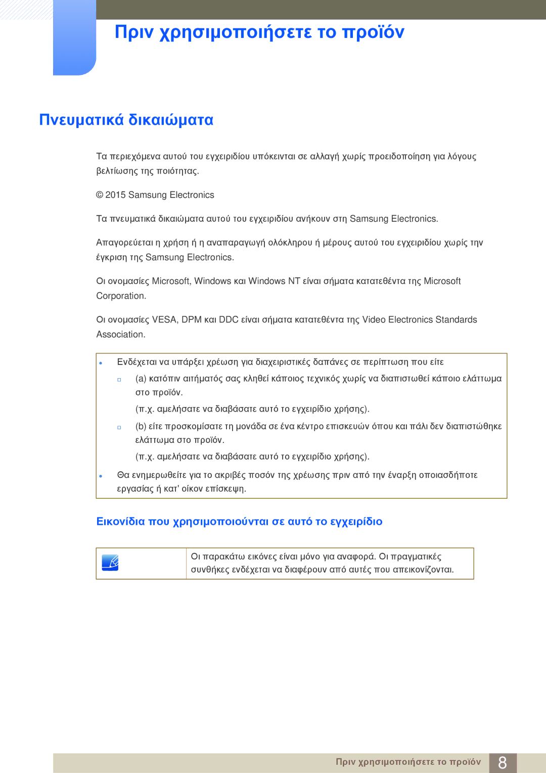 Samsung LS24E20KBL/EN manual Πριν χρησιμοποιήσετε το προϊόν, Πνευματικά δικαιώματα 