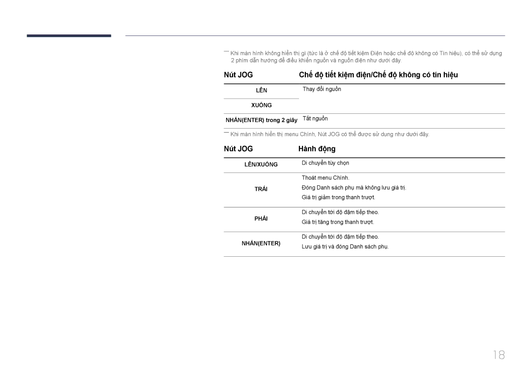 Samsung LS24E370DLJ/XV manual Nút JOG Hà̀nh độ̣ng, Thay đôi nguôn, NHẤNENTER trong 2 giây Tắt nguôn 