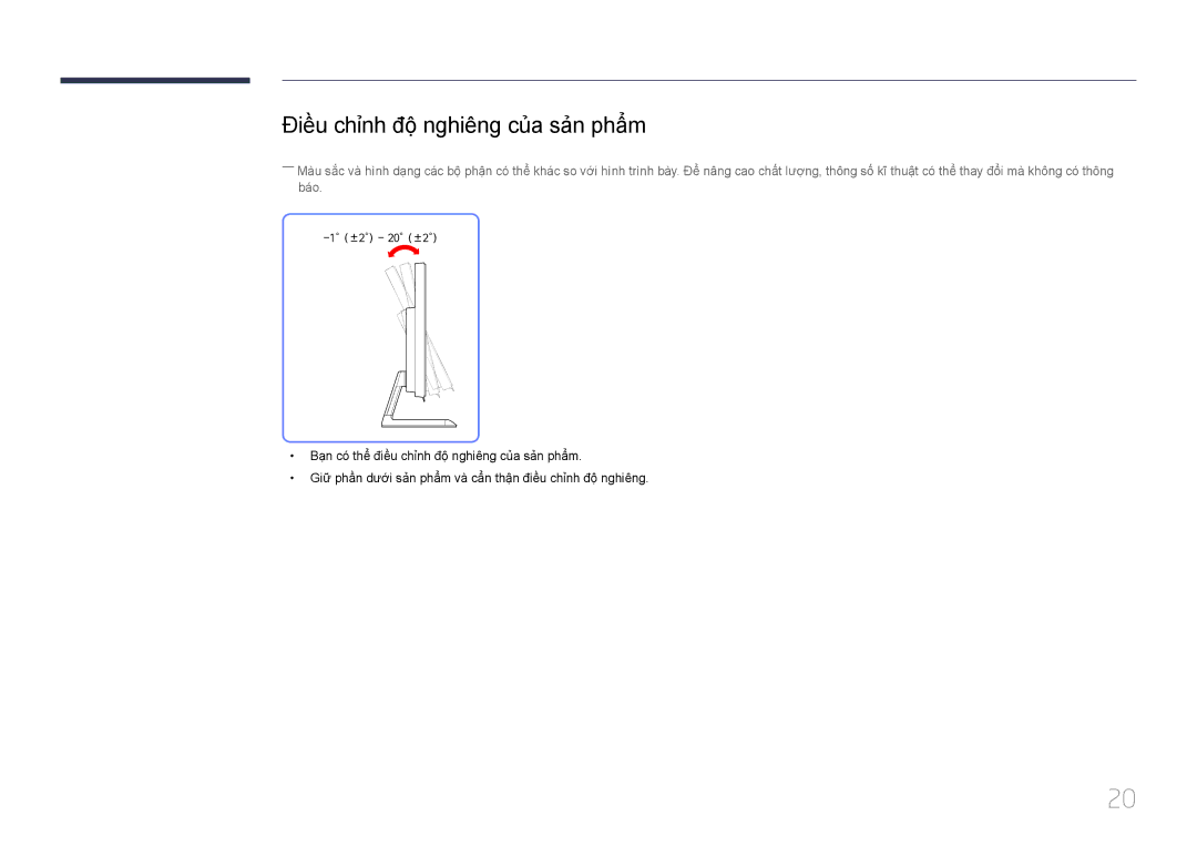 Samsung LS24E370DLJ/XV manual Điều chỉnh độ nghiêng của sản phẩm 