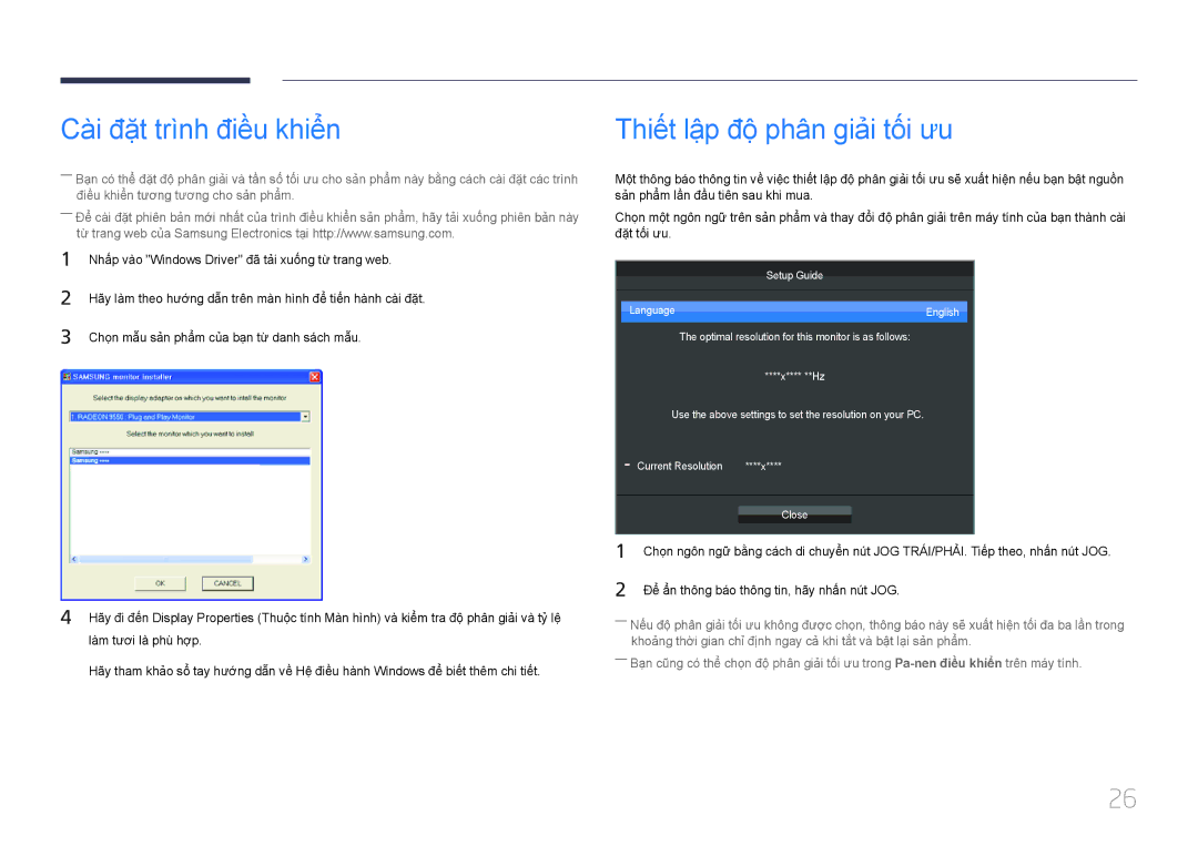 Samsung LS24E370DLJ/XV manual Cài đặt trình điều khiển, Thiết lập độ phân giải tối ưu 