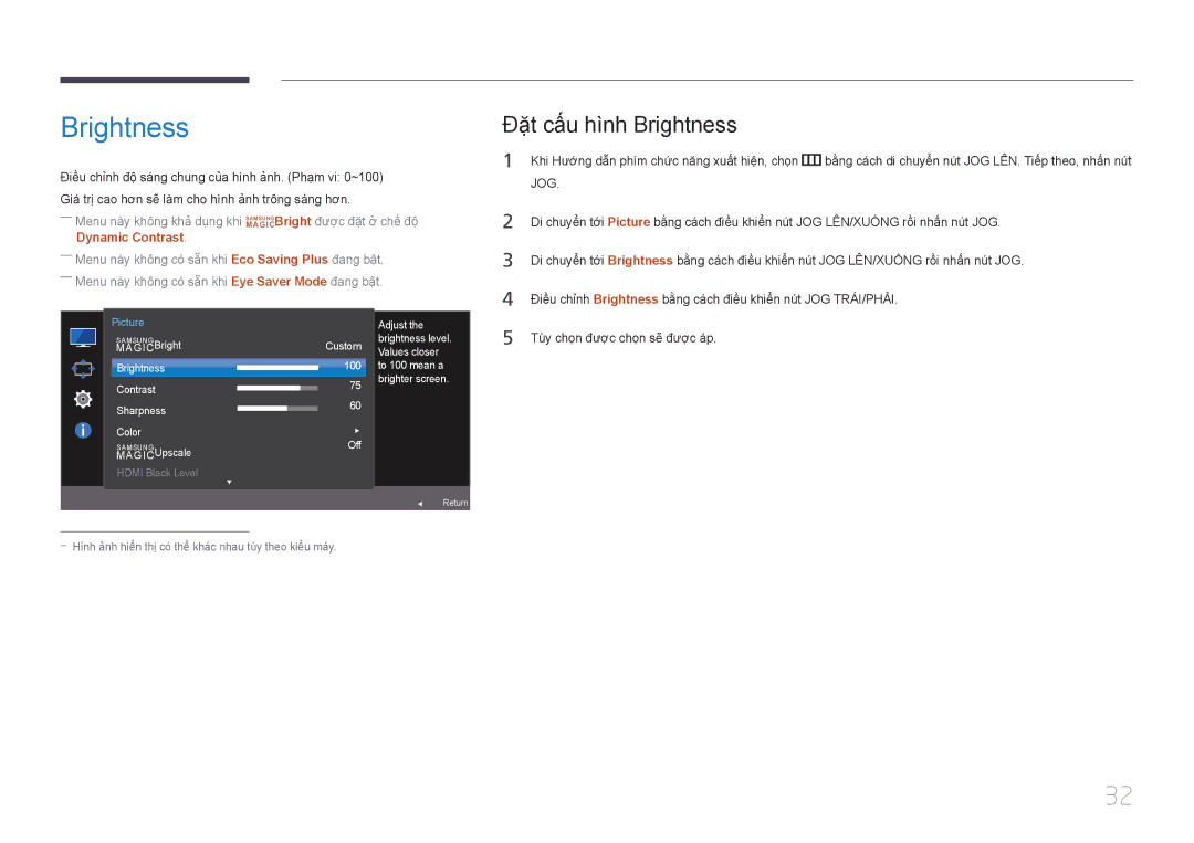 Samsung LS24E370DLJ/XV manual Đặ̣t cấ́u hì̀nh Brightness 