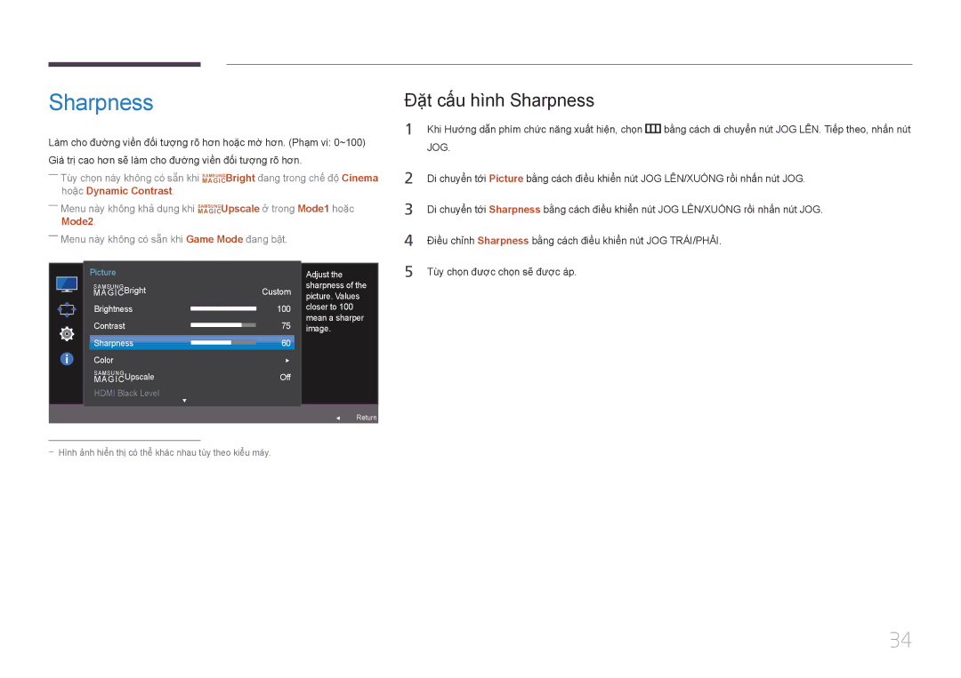 Samsung LS24E370DLJ/XV manual Đặ̣t cấ́u hì̀nh Sharpness 