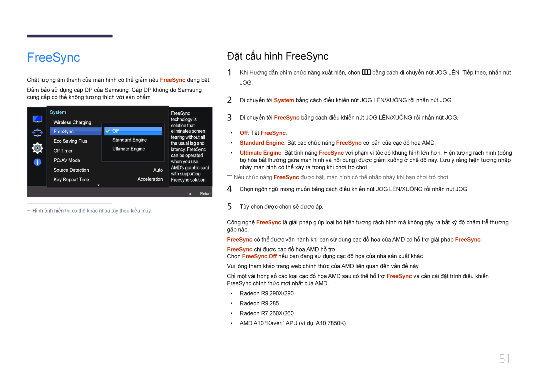 Samsung LS24E370DLJ/XV manual Đặ̣t cấ́u hì̀nh FreeSync 