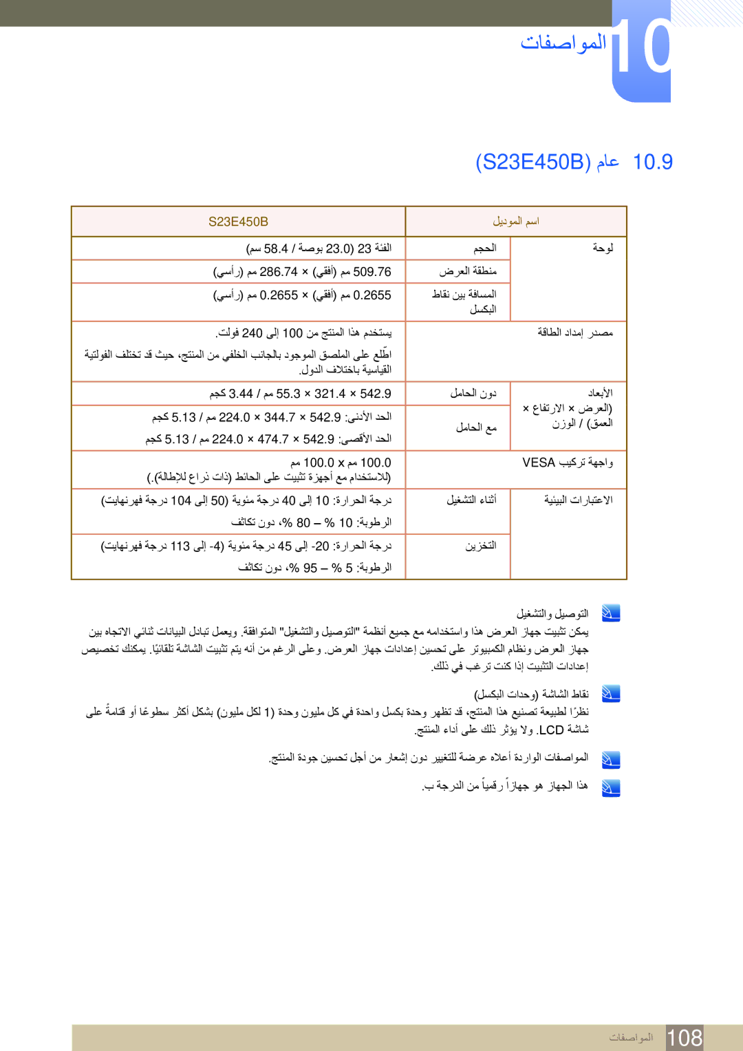 Samsung LS24E45KBSV/EN manual ‏S23E450B ماع, S23E450B ليدوملا مسا 