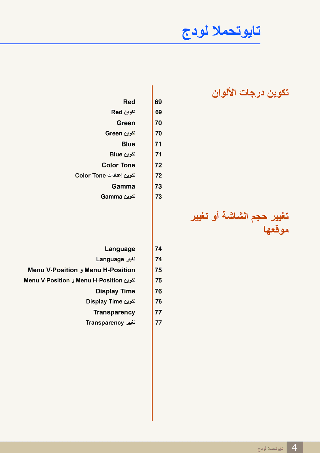 Samsung LS24E45KBSV/EN manual ناوللأا تاجرد نيوكت 