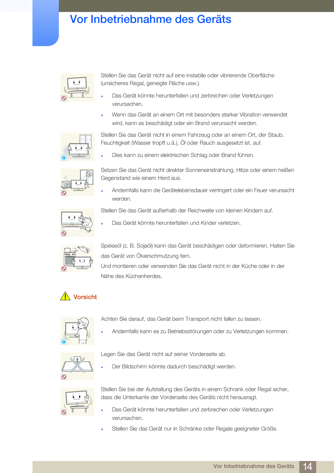 Samsung LS24E45UDLC/EN, LS24E45KBS/EN, LS22E20KBS/EN, LS27E45KBS/EN, LS22E45KMSV/EN manual Vor Inbetriebnahme des Geräts 