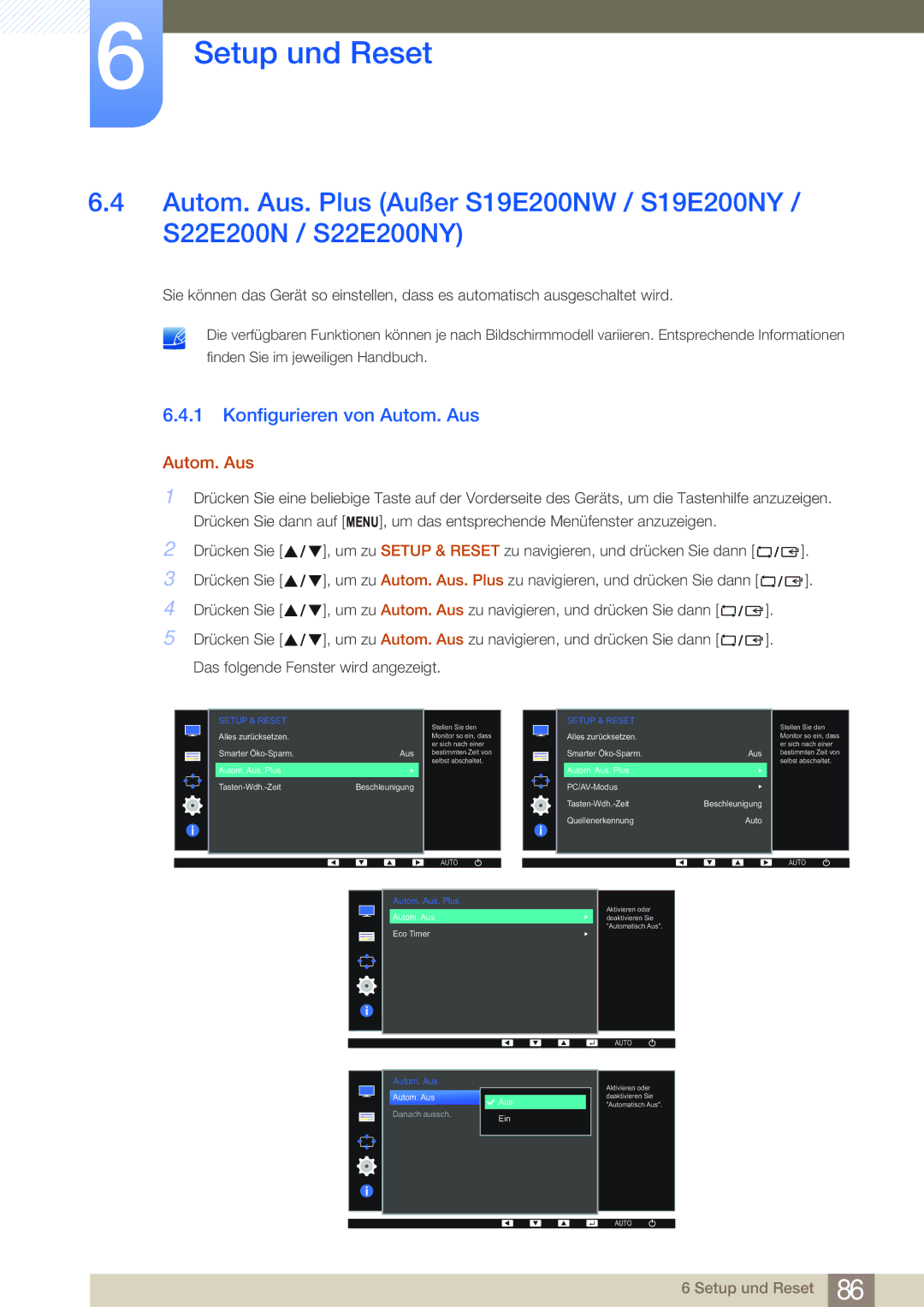 Samsung LS22E20KBS/EN, LS24E45UDLC/EN, LS24E45KBS/EN, LS27E45KBS/EN manual Autom. Aus. Plus Tasten-Wdh.-ZeitBeschleunigung 