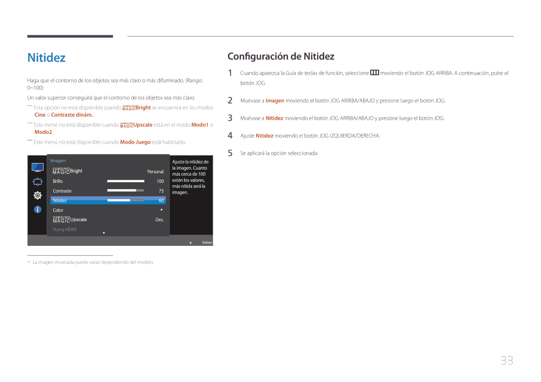 Samsung LS27E500CSZ/EN, LS24E500CS/EN manual Configuración de Nitidez, Imagen 