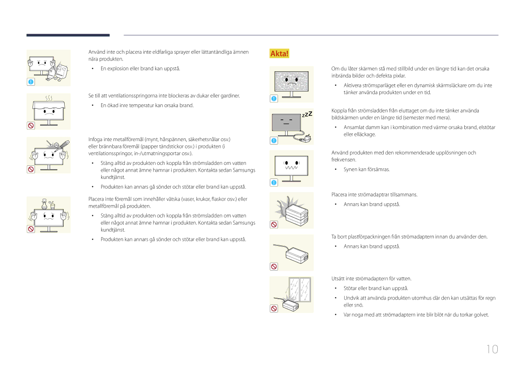 Samsung LS24E500CS/EN, LS27E500CSZ/EN manual Ventilationsspringor, in-/utmatningsportar osv 