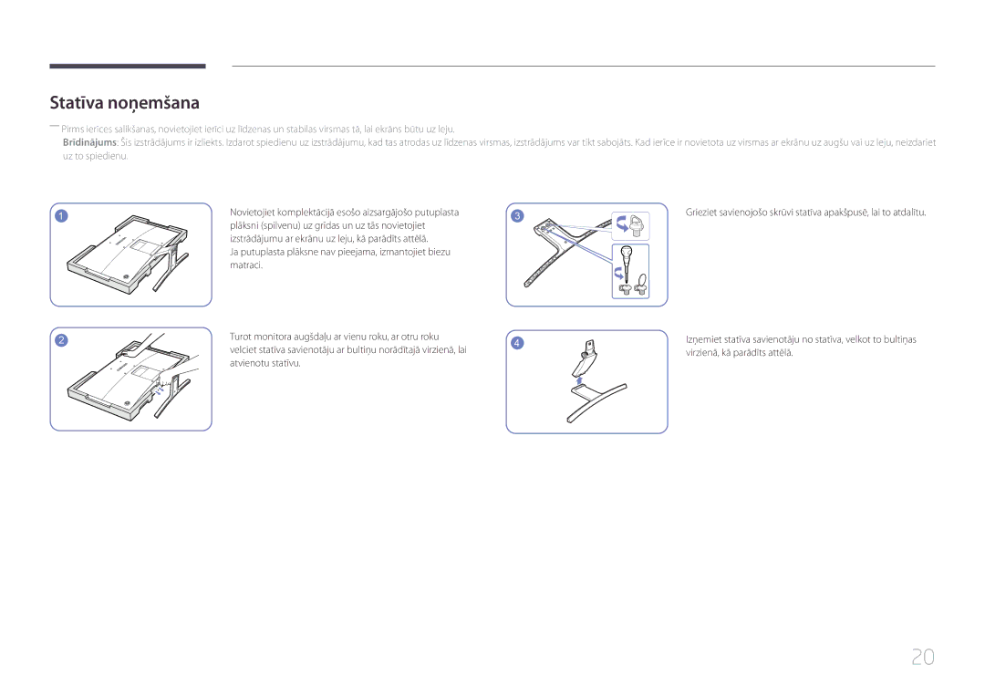 Samsung LS24E500CS/EN, LS27E500CSZ/EN manual Statīva noņemšana, Virzienā, kā parādīts attēlā 