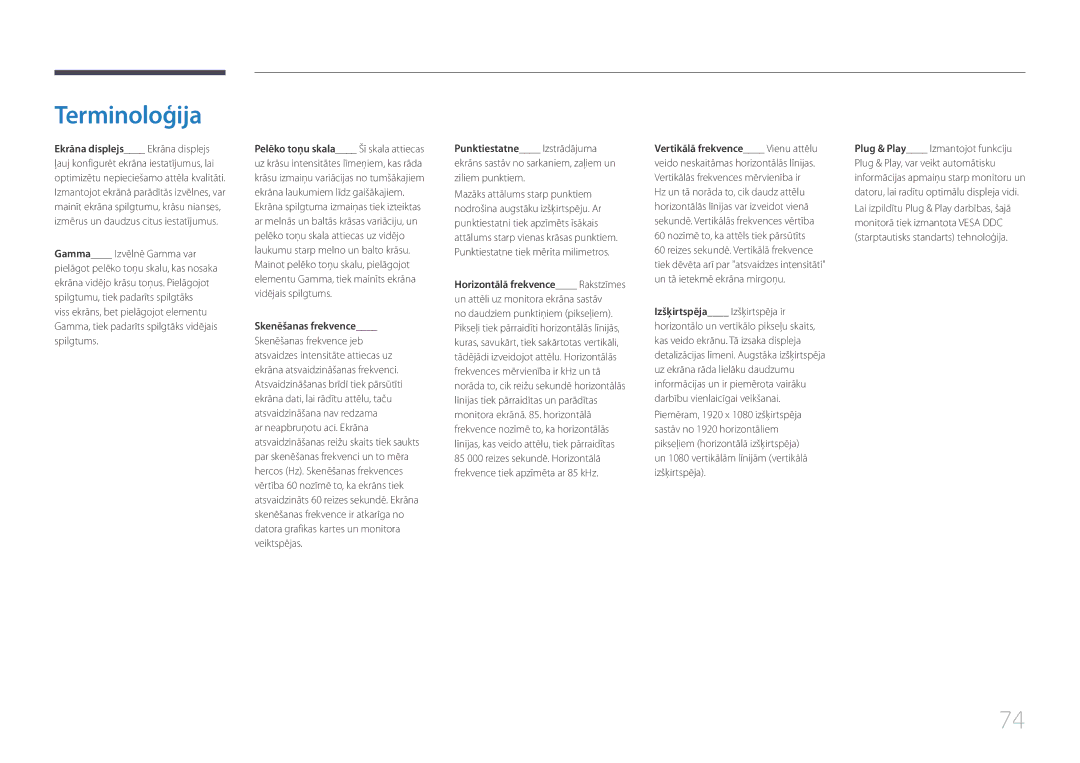 Samsung LS24E500CS/EN, LS27E500CSZ/EN manual Terminoloģija, Ekrāna displejs Ekrāna displejs 