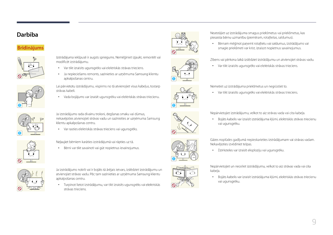 Samsung LS27E500CSZ/EN, LS24E500CS/EN manual Darbība, Apkalpošanas centru 