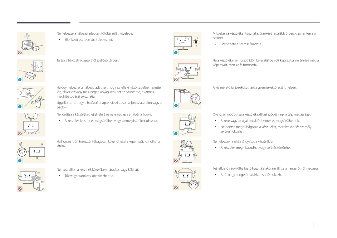 Samsung LS27E500CSZ/EN, LS24E500CS/EN manual Meghibásodását okozhatja, Padlón, Túl nagy hangerő halláskárosodást okozhat 