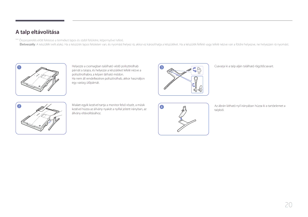 Samsung LS24E500CS/EN, LS27E500CSZ/EN manual Talp eltávolítása, Talpból 