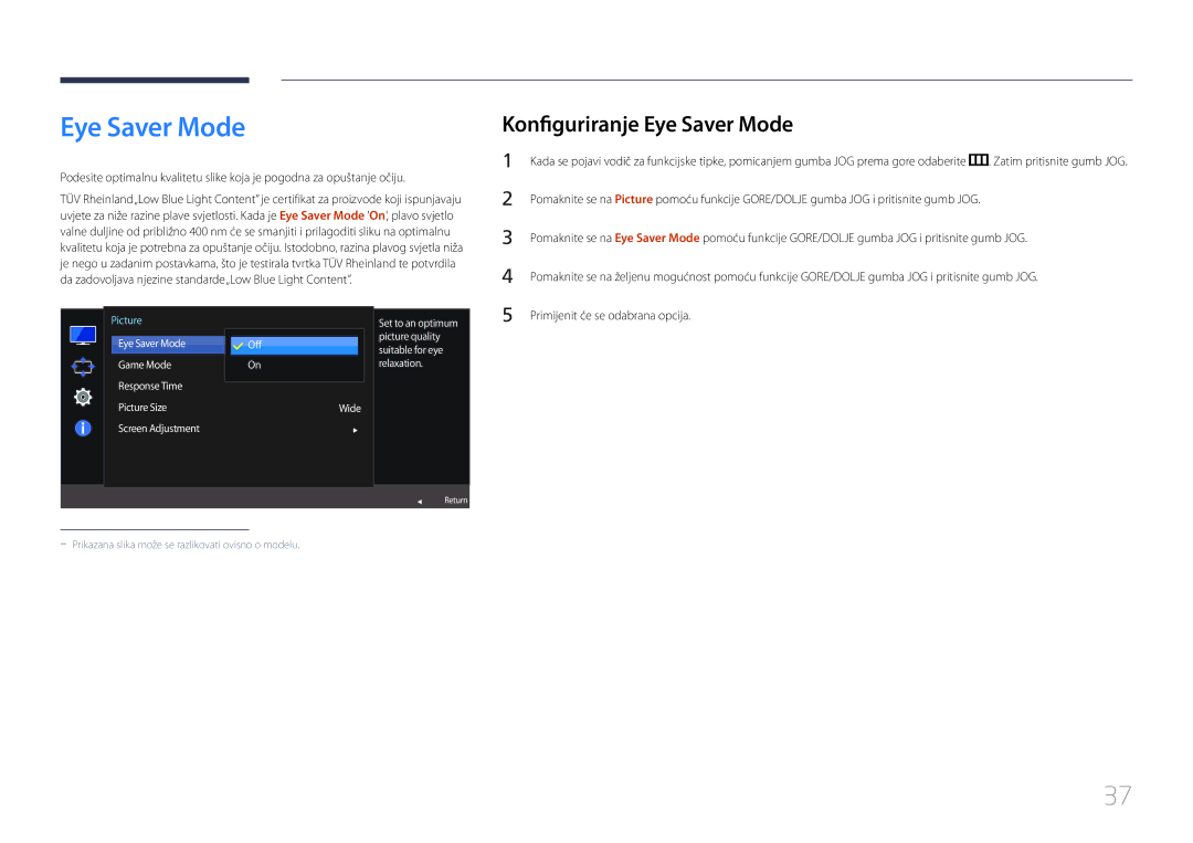 Samsung LS24E500CS/EN manual Konfiguriranje Eye Saver Mode 