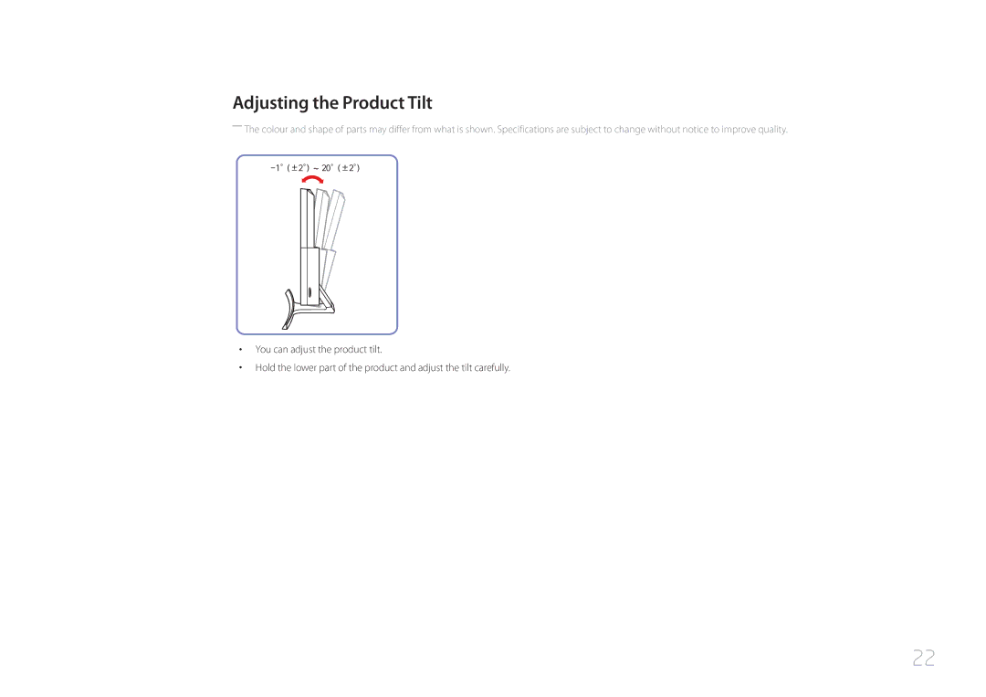 Samsung LS24E510CS/CI, LS24E510CS/EN, LS24E510CS/KZ manual Adjusting the Product Tilt 