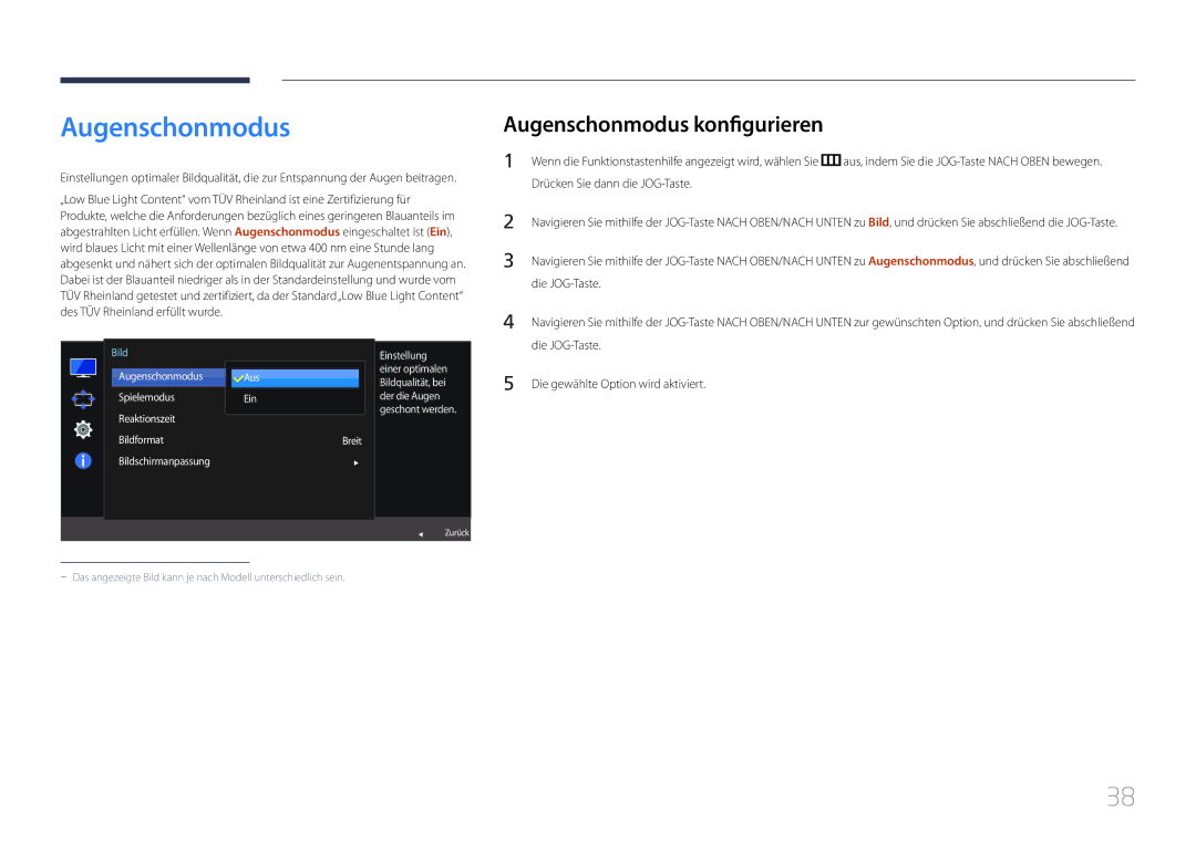 Samsung LS24E510CS/EN manual Augenschonmodus konfigurieren 