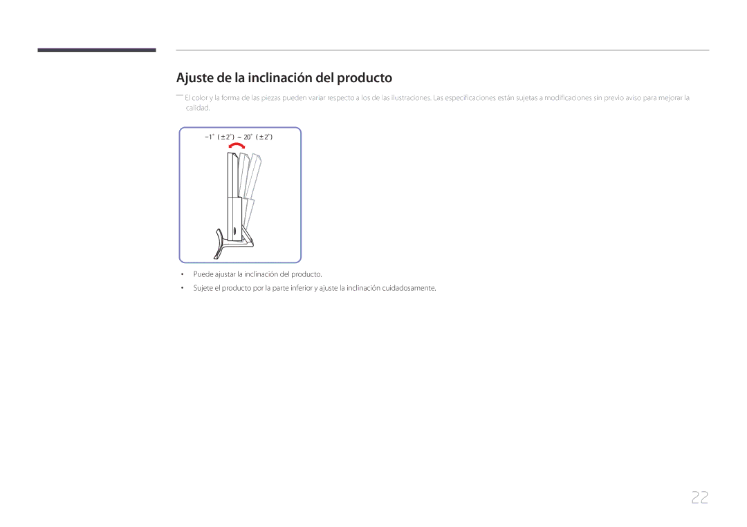 Samsung LS24E510CS/EN manual Ajuste de la inclinación del producto 