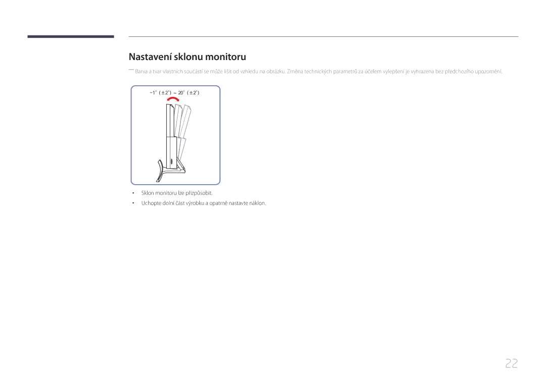 Samsung LS24E510CS/EN manual Nastavení sklonu monitoru 