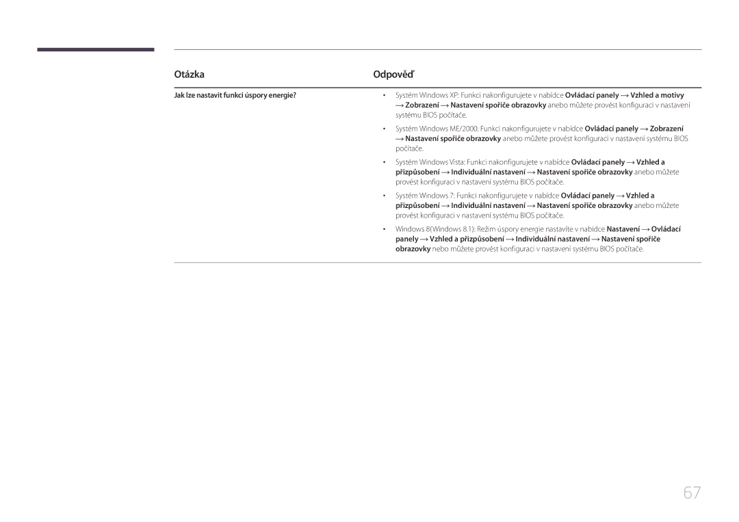 Samsung LS24E510CS/EN manual Otázka, Počítače, Provést konfiguraci v nastavení systému Bios počítače 