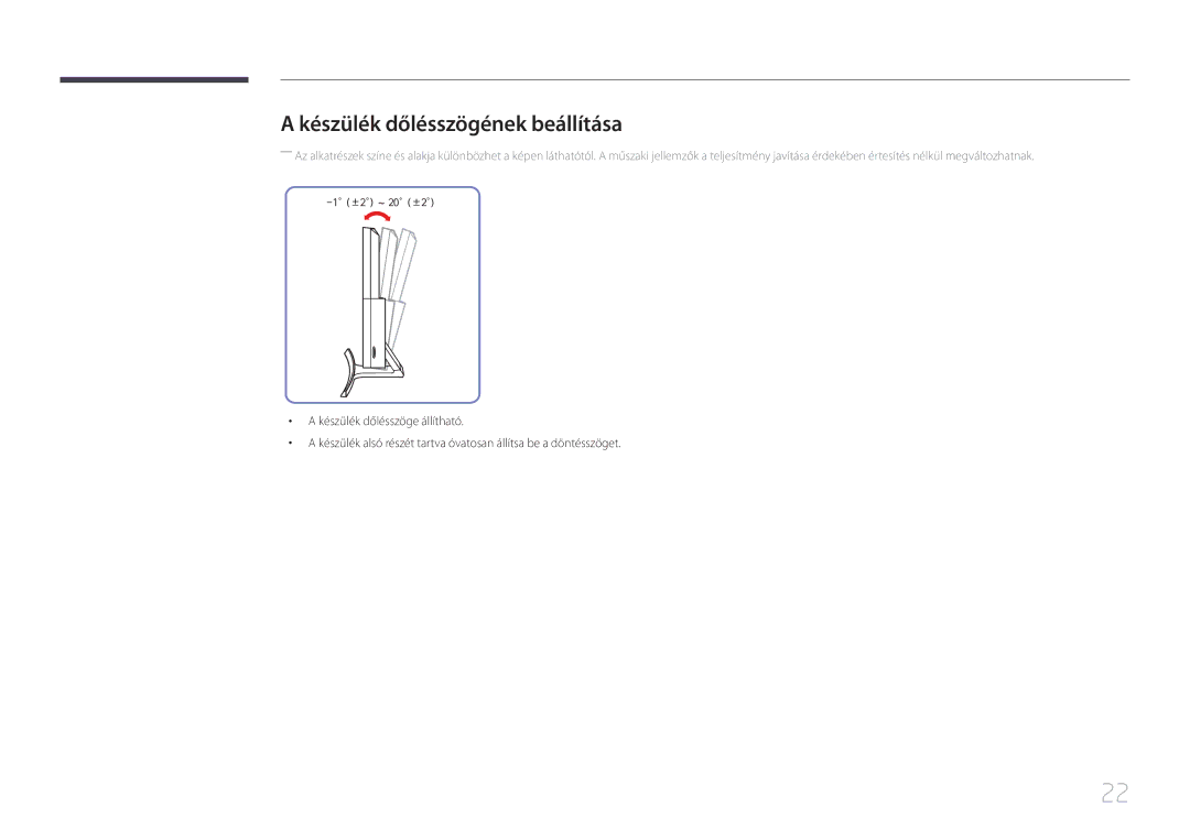 Samsung LS24E510CS/EN manual Készülék dőlésszögének beállítása 