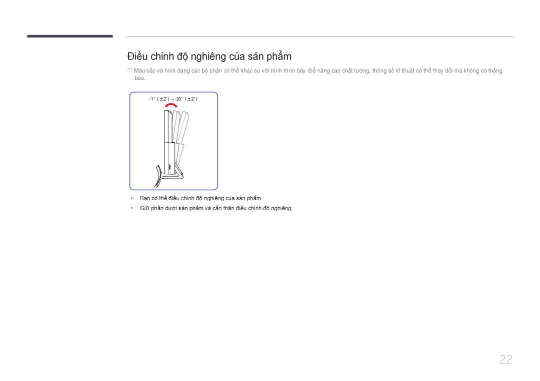 Samsung LS24E510CS/XV manual Điều chỉnh độ nghiêng của sản phẩm 