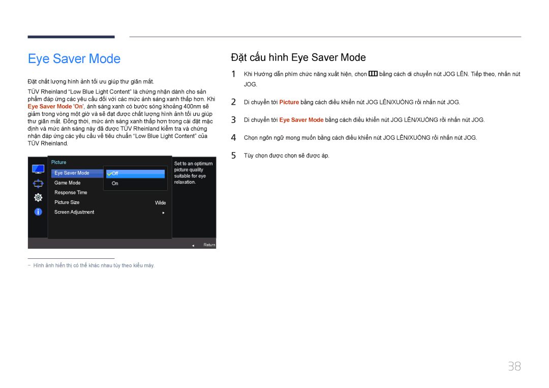 Samsung LS24E510CS/XV manual Đặ̣t cấ́u hì̀nh Eye Saver Mode 