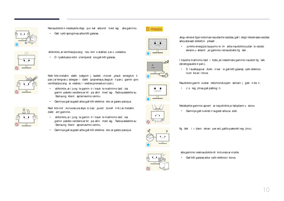 Samsung LS24E65UPL/EN, LS24E65KCS/EN, LS27E65KCS/EN manual Ventiliacijos angą ar įvesties / išvesties prievadus ir pan 