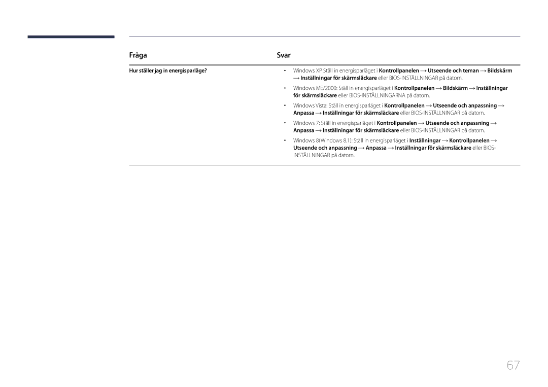 Samsung LS24E65UPLC/EN manual Hur ställer jag in energisparläge?, Bildskärm Inställningar, Utseende och anpassning, Anpassa 