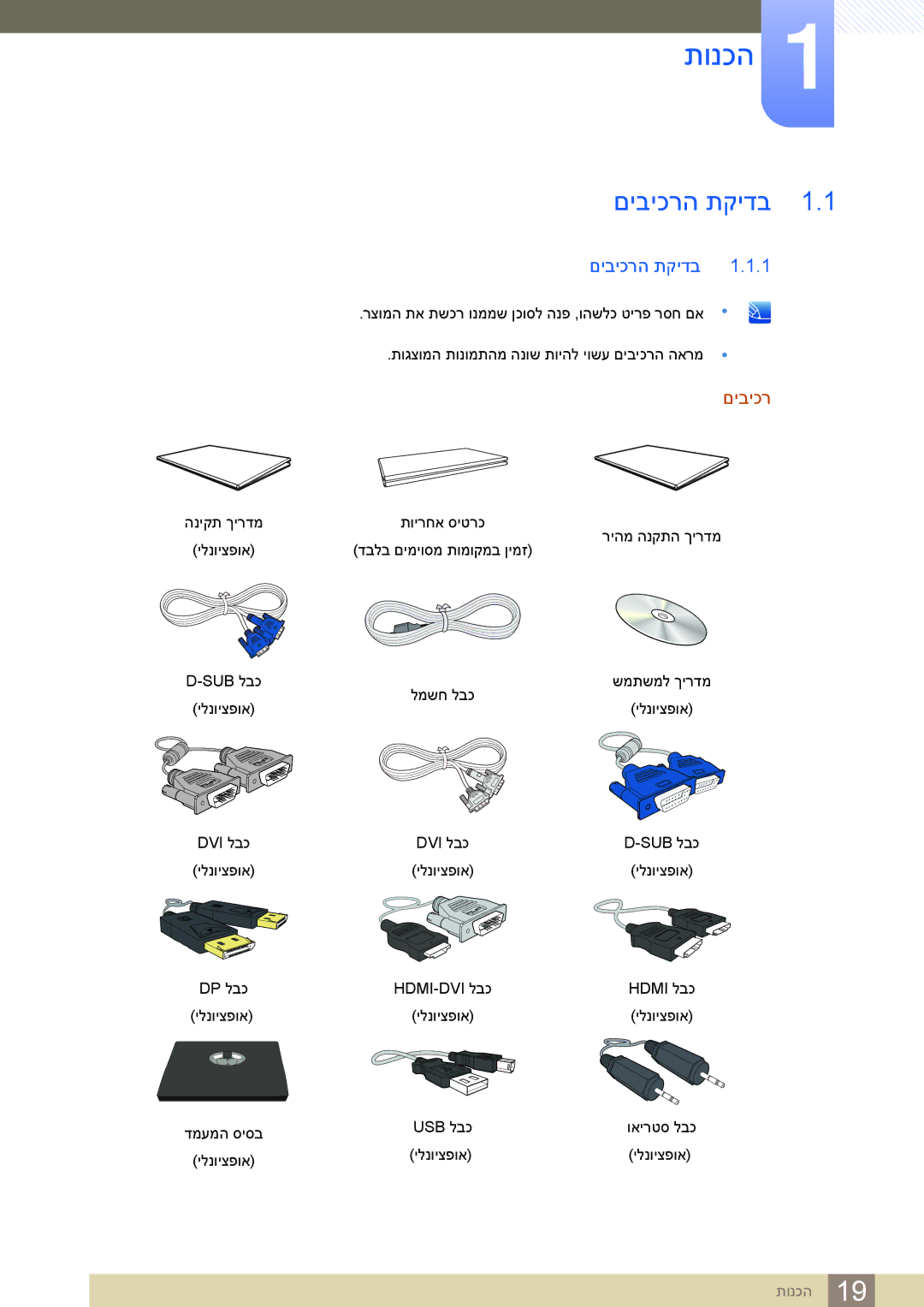 Samsung LS24E45KBSV/EN, LS24E65UDW/EN, LS23E65KKS/EN, LS27E45KBS/CH, LS22E45UDW/CH, LS24E65UPLC/CH manual תונכה, םיביכרה תקידב 